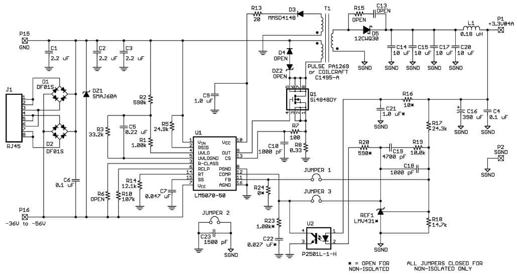 LM5070AE EVAL: POE, 3.3V @ 3.3A Out