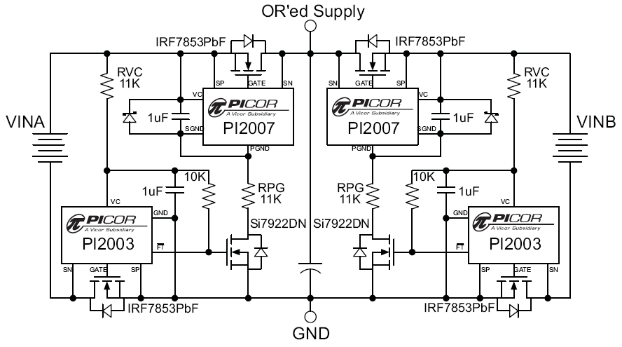 pi2007d3-eval1: 12a or-ing for 48v systems